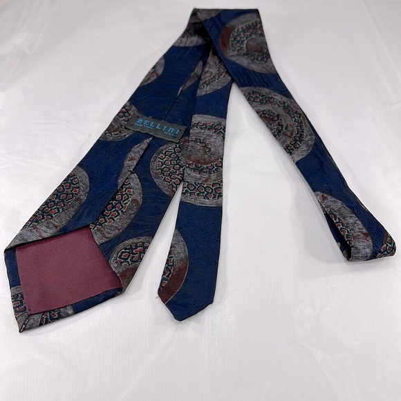 Bellini - “Reptile Swirl” Abstract Print on Dark Blue Silk Men's Necktie ⭐️ EUC - Picture 4 of 6